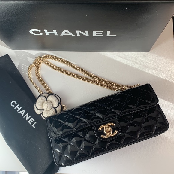 Rare🖤 CHANEL Evening Star East West Glitter Leather Bijoux Soft Gold Quilted Bag - Picture 15 of 16